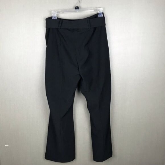 Adrianna Papell Black Cropped Flare Dress Pants With Belt Size 12 Polyester Blen - Picture 3 of 8